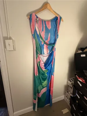 NWT Commense Monet Garden Print Sleeveless Long Dress extra large thumbnail 4