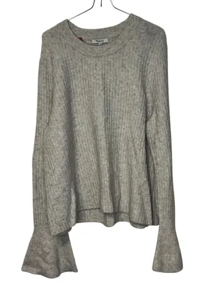 Madewell Womens Sweater Crewneck Flared Sleeve Knitted Wool Blend Beige XXL thumbnail 1
