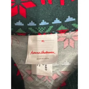Hanna Andersson Soft‎ Womens XL Tencel Pajama Set Green Red Reindeer Fair Isle thumbnail 3