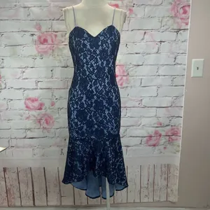 About Us Women's Angeline High Low Mermaid Ruffle Dress In Indigo Size XS NWT thumbnail 4