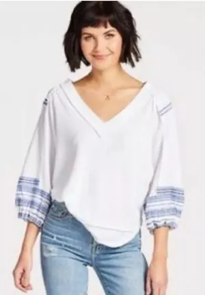 FREE PEOPLE We The Free Bubble‎ Tee Shirt Top White Medium thumbnail 1