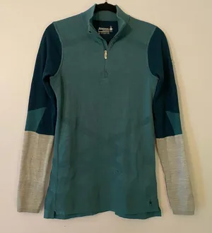 Smartwool Blue Quarter Zip Pullover Gorpcore Loungewear Wool Women's size Large thumbnail 1