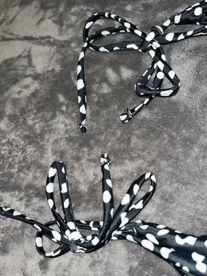 Zaful Black and White Speckled Padded Swimsuit Top Medium thumbnail 4