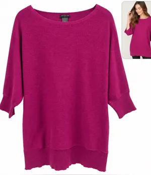 Ann Taylor Fuchsia Boatneck Sweater tunic or dress cute preppy feminine style thumbnail 1