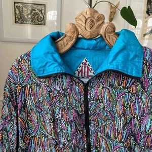 Vintage HTC Bold Colorful Print Windbreaker Spring Jacket M thumbnail 5
