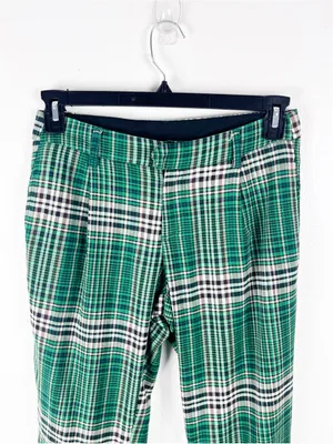 FREE PEOPLE Green All For Me Plaid Tapered Cuffed Pants Slacks Trousers Size 0 thumbnail 10
