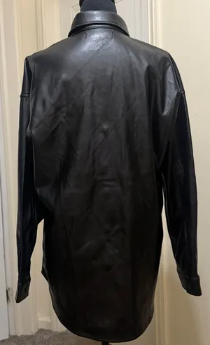 Dollhouse Black Sleek Faux Leather Shacket Womens Size S - NWO thumbnail 5