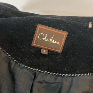 Cole Haan Black Convertible Collar Button Front Wool Cashmere Long Coat Size 4 thumbnail 10