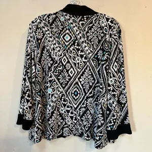 Vintage 90s TanJay Geometric Floral Cardigan M Boho Maximalist Artsy thumbnail 2