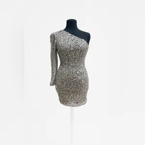 For Love & Lemons Rainbow‎ Sequin One Shoulder Bodycon Mini Dress Size S NWT thumbnail 3