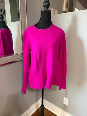 J. Crew Extra Soft Wool Blend Barbiecore Pink Sweater Medium thumbnail 2