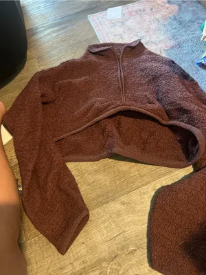 Skims Cozy Women's Sherpa Half-Zip Pullover Sweater - Brown thumbnail 7