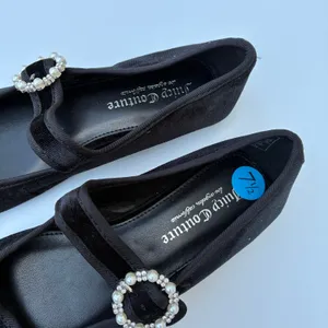 Juicy Couture Black Velvet Bijoux Mary Jane Flats NWOT Womens 7.5 thumbnail 3