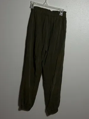 Zara Women Elastic Waist Preppy Olive Green Drawstring Jogger‎ Pants size S thumbnail 5