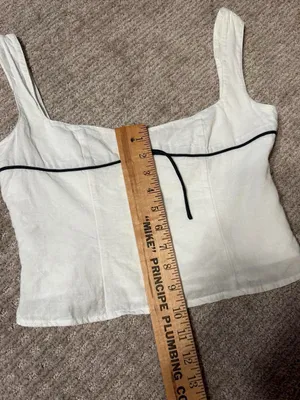 Peppermayo White Square-Neck Crop Camisole with Black Trim thumbnail 2
