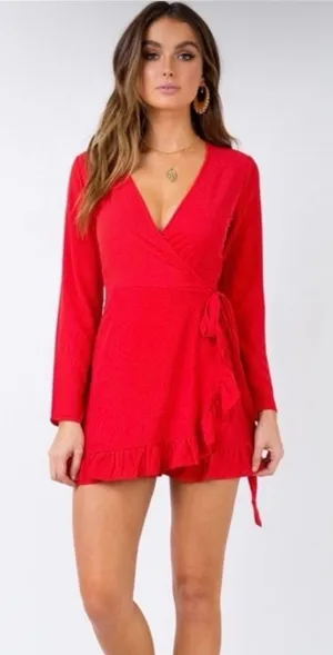 oh polly red ruffle mini dress thumbnail 1
