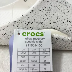 CROCS Mellow Recovery Speckle White and Black Slide Sandal W8‎ / M6 thumbnail 12