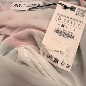 ZARA Watercolor Floral Printed Ruffle‎ Lined Mini Dress Pink Blue Green Sz Small thumbnail 16