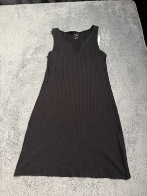 NWT American Eagle Black Ribbed Tank top Dress large MSRP$40 thumbnail 1