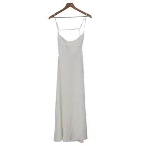 Zara Maxi Dress Womens Small White Sleeveless Cut-Out Back Spaghetti Straps thumbnail 2