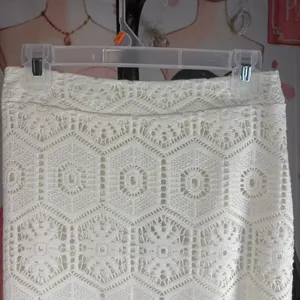 NEW APRICOT crochet lace maxi skirt with split in off white thumbnail 7