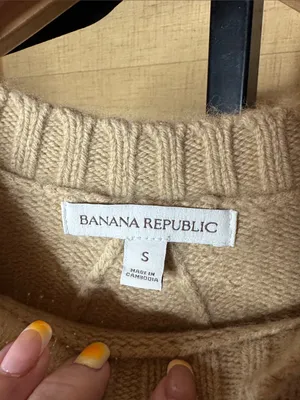 Banana Republic Oversized Merino Wool Cotton Sweater Natural Size Small thumbnail 3