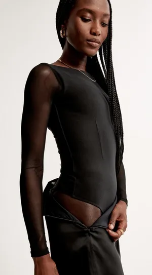 Abercrombie Long Sleeve Mesh Sleeve Body Suit thumbnail 1