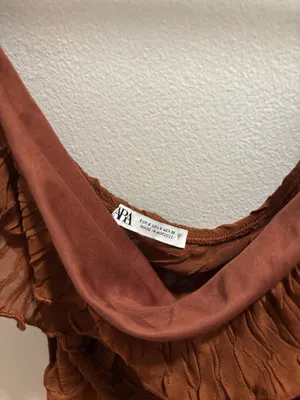 ZARA Ruffled Asymmetrical Top Textured thumbnail 2