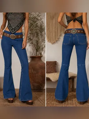 Free‎ People Penny Pull-On Flare Bell Bottom Hippie Festival Denim Jeans thumbnail 2