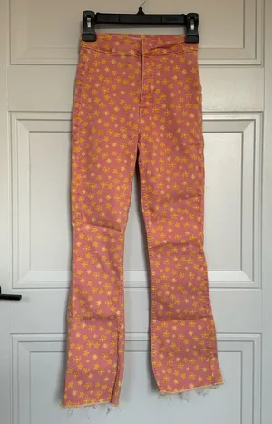 ZARA High Waisted Floral Jeans thumbnail 1