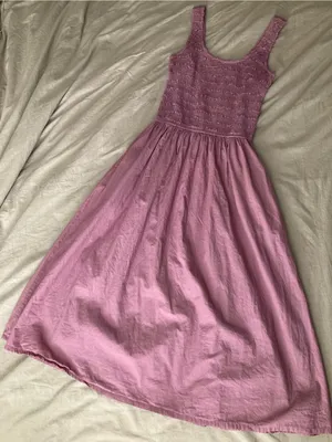 Sincerely Jules Dusty Mauve pink Smocked Tank Midi Dress 100% cotton thumbnail 2