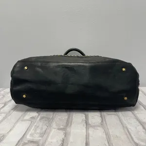 Tory Burch Top Handle Satchel in Black Leather w/ Gold-tone Chain - Preowned thumbnail 5