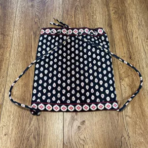 Vera Bradley Retired Quilted Cotton Paisley Drawstring Backpack Cinch Black Boho thumbnail 7