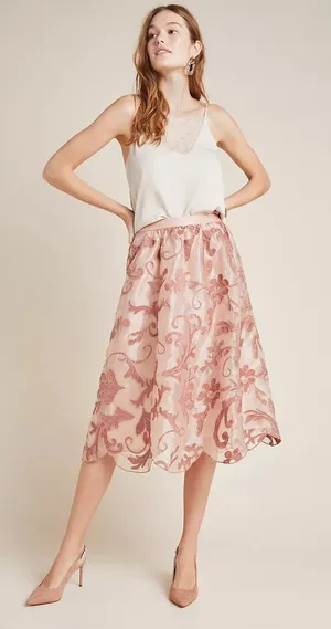 Maeve Shannon Embroidered Midi Skirt Sz XS thumbnail 1