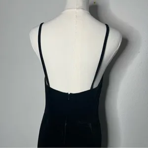 Superdown Revolve Black Velvet Deep V Aurora Maxi Dress LBD Wedding Black Tie thumbnail 4