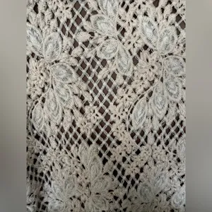 NEW Skies Are Blue NWT Cream Crochet Lined Lace Bell Sleeve Boho Dress ~ Medium thumbnail 6