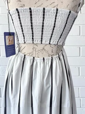 Striped Smocked Back Spaghetti Strap Maxi Sundress Size Small NWT thumbnail 7