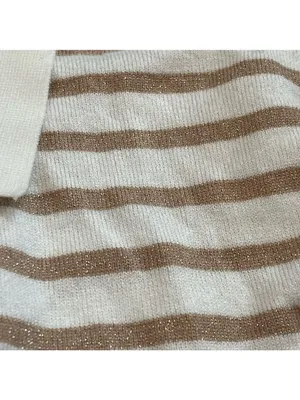 Aaeda Polo Collar Stripe Sweater Gold Metallic short sleeves Sz XL thumbnail 10
