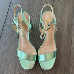 Lulu's Metallic Green Block Heel Sandals thumbnail 2