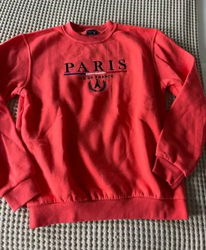 Paris Embroidered Red Crewneck Sweatshirt thumbnail 1