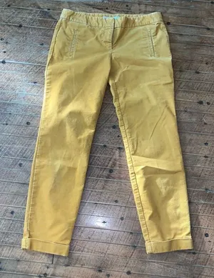 Loft marigold yellow flat front corduroy 4 business casual pants thumbnail 1