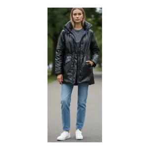 Simply Vera Wang 90s Black Utility Puffer Jacket with Purple Lining size Medium thumbnail 3