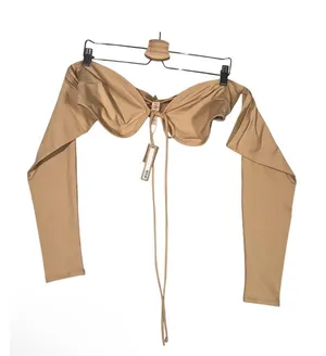 Skims Swim Bikini Top Womens Sz 2X Brown Nylon Stretch Long Sleeve Beach Swim thumbnail 1