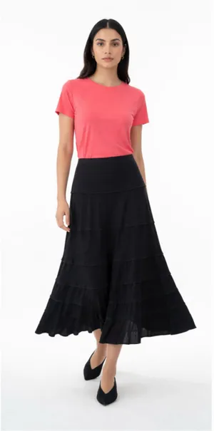 Nine West Black Tiered Maxi Skirt XS thumbnail 1
