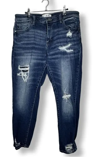 Womens KANCAN “Alena” Mid Rise Slim Cut Boyfriend Jeans Dk Blue Wash Sz 11/29 thumbnail 1