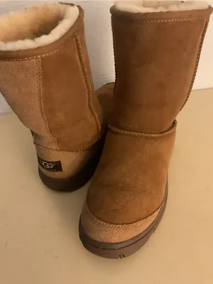 UGG women chestnut suede sheepskin short classic boots US 5 thumbnail 6
