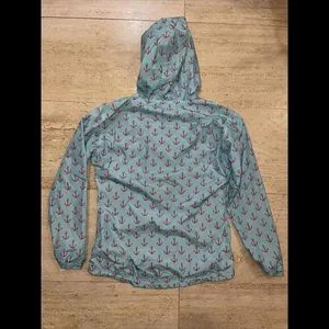 Charles River Aqua Coral Anchor Hooded Rain Coat Anorak Mercyhurst Lined‎ XXS thumbnail 5