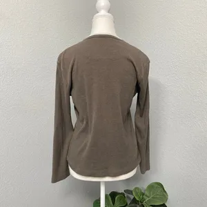 Carolyn Taylor Brown Waffle Knit Long Sleeve Faux Double Layered Y2k Grunge Alt thumbnail 4