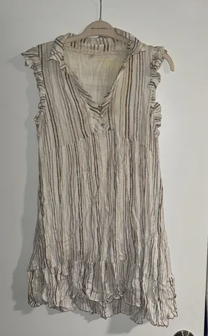 Karlie Striped Ruffle Sleeve Dress  thumbnail 1