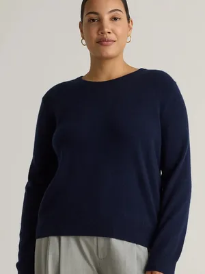 Quince Fisherman Crewneck Sweater Womens M Navy Excellent Mongolian Cashmere thumbnail 7